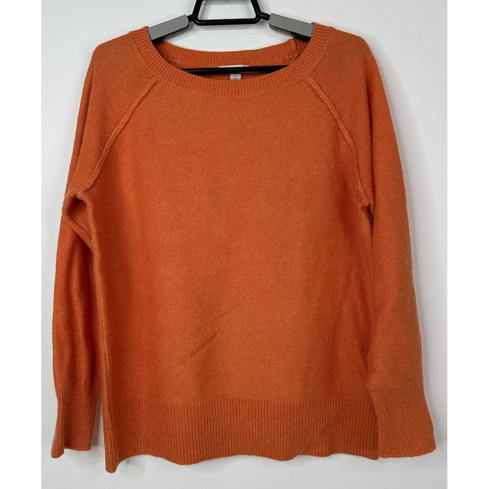 Caslon Women's Orange Long Sleeve Crew Neck Pullover Sweater Large L